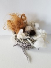 Soft Vessel (handspun white and grey, white and brown stuffing)