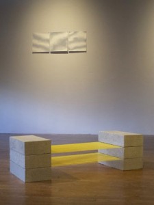 Stephanie Cardon, "Lyre," 2013, cement, bamboo string, 36 x 11 x 15.5 in.